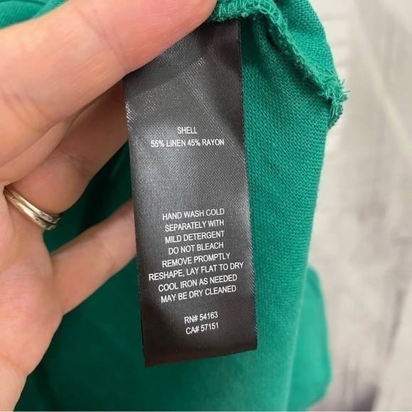 Jessica Howard Size 8 Petite 8P Solid Green Button Front Linen Mini Shirt Dress - Picture 13 of 13